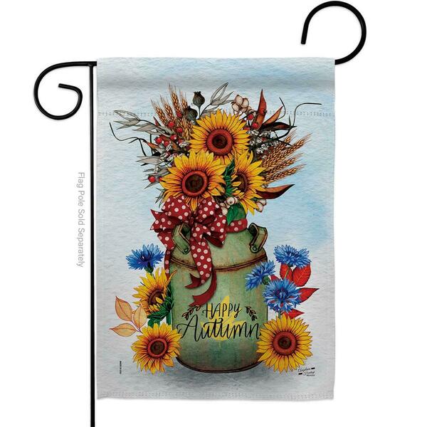 Angeleno Heritage 13 x 18.5 in. Falltime Harvest Autumn Milkcan Garden Flag G130421-BO